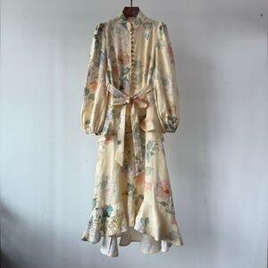 Zimmermann Illuminate Peplum Midi Dress